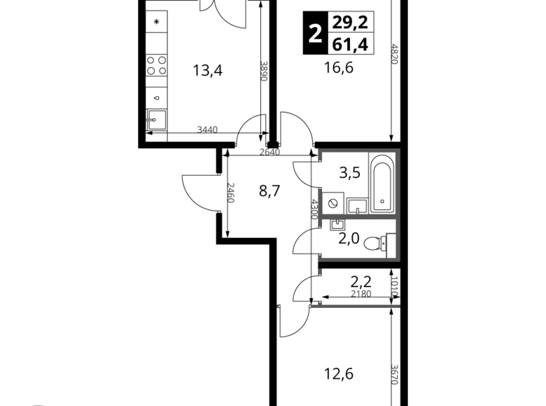 Wohnung 2 zimmer 61 m² Chimki, Russland