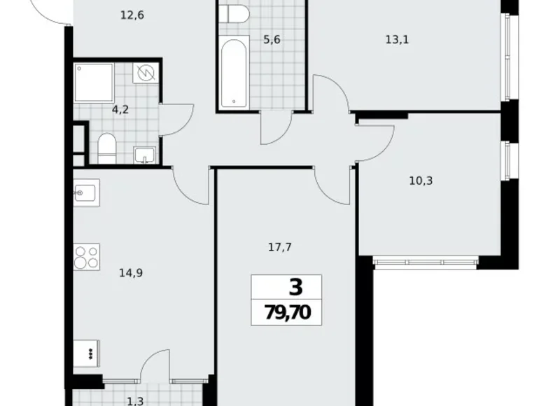 Wohnung 3 Zimmer 80 m² Nördlicher Verwaltungsbezirk, Russland