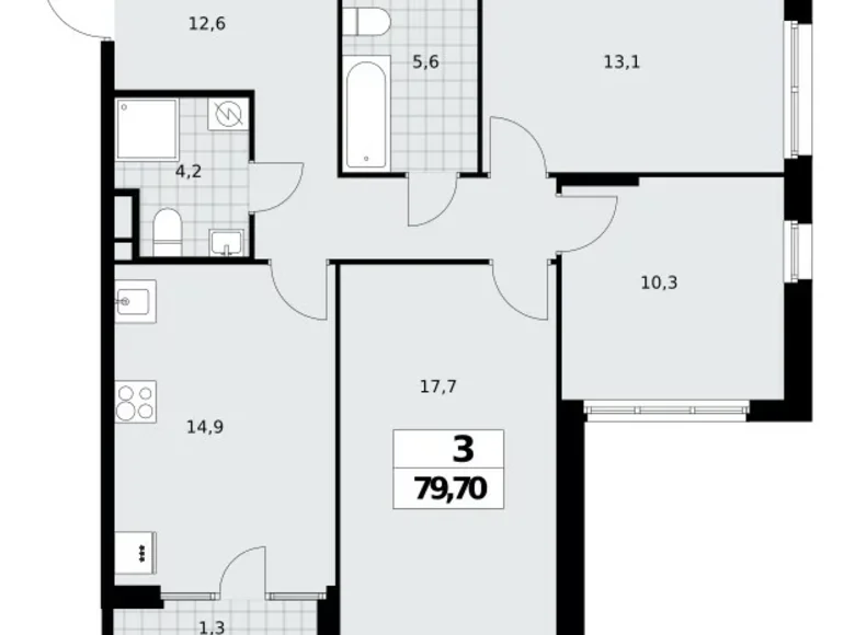 Mieszkanie 3 pokoi 80 m² Northern Administrative Okrug, Rosja