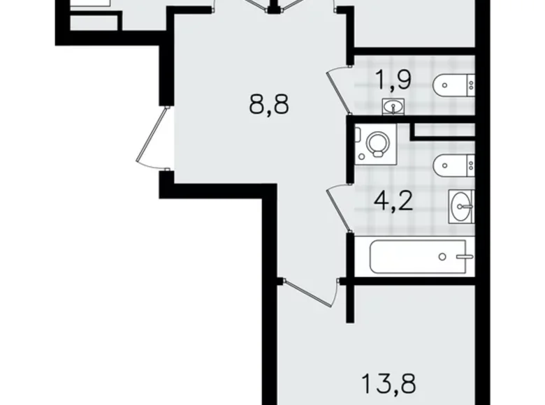 Квартира 2 комнаты 55 м² Всеволожск, Россия