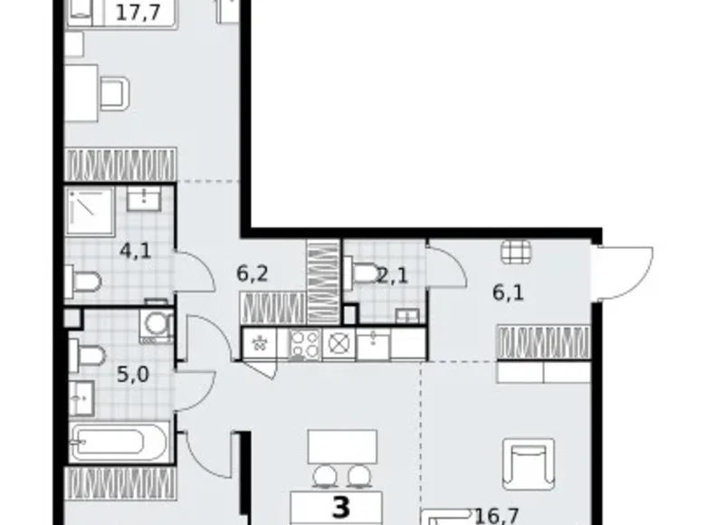 Apartamento 3 habitaciones 91 m² Kommunarka, Rusia