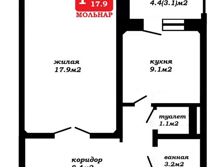 Wohnung 1 zimmer 43 m² Minsk, Weißrussland