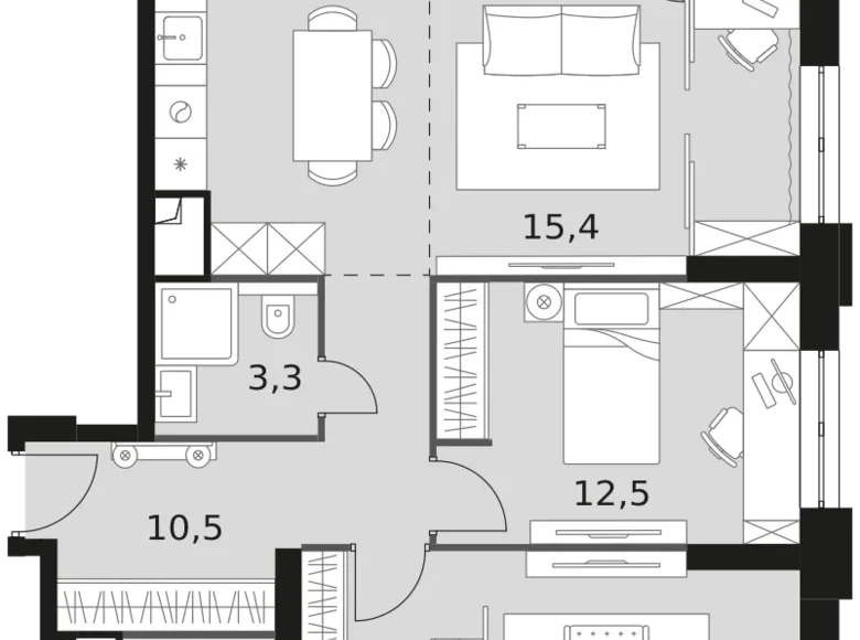 Appartement 3 chambres 82 m² North-Western Administrative Okrug, Fédération de Russie