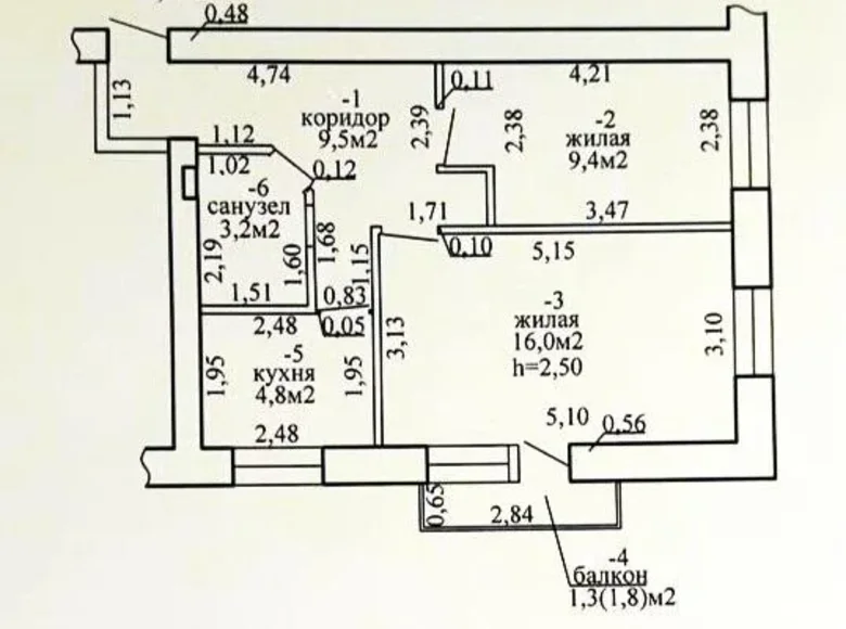 Mieszkanie 2 pokoi 43 m² Homel, Białoruś