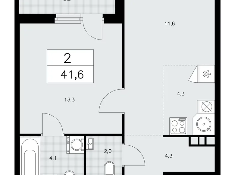 2 room apartment 42 m² poselenie Sosenskoe, Russia