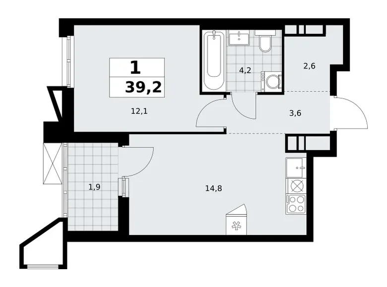 Mieszkanie 1 pokój 39 m² poselenie Sosenskoe, Rosja