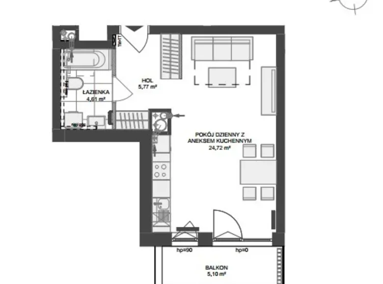 Mieszkanie 1 pokój 35 m² Gdańsk, Polska