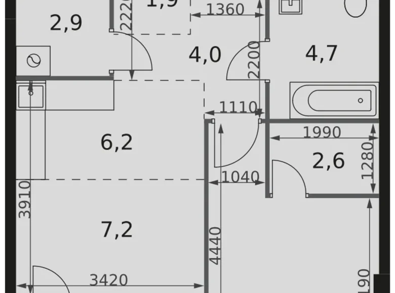 Apartamento 1 habitación 43 m² Moscú, Rusia