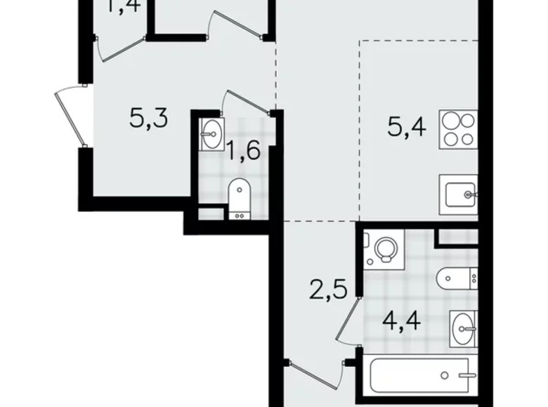 Квартира 3 комнаты 57 м² Всеволожск, Россия