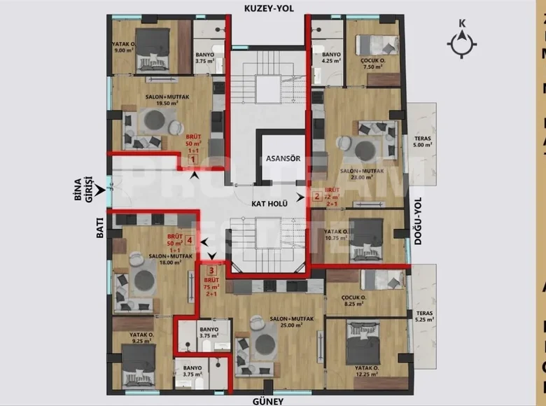 Квартира 2 комнаты 55 м² Муратпаша, Турция