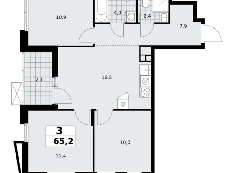 Apartamento 3 habitaciones 65 m² poselenie Sosenskoe, Rusia