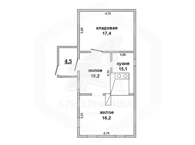 Atterrir 48 m² Vielikarycki sielski Saviet, Bélarus