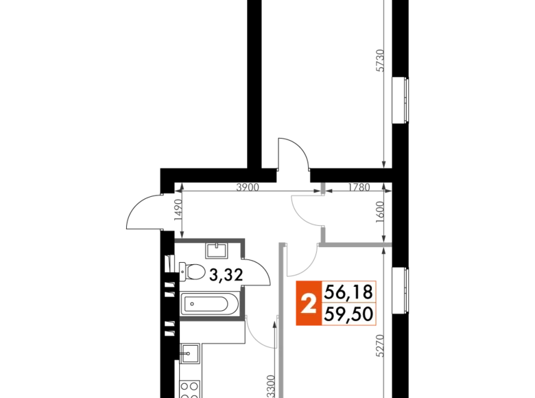 Mieszkanie 2 pokoi 60 m² Naro-Fominskiy gorodskoy okrug, Rosja