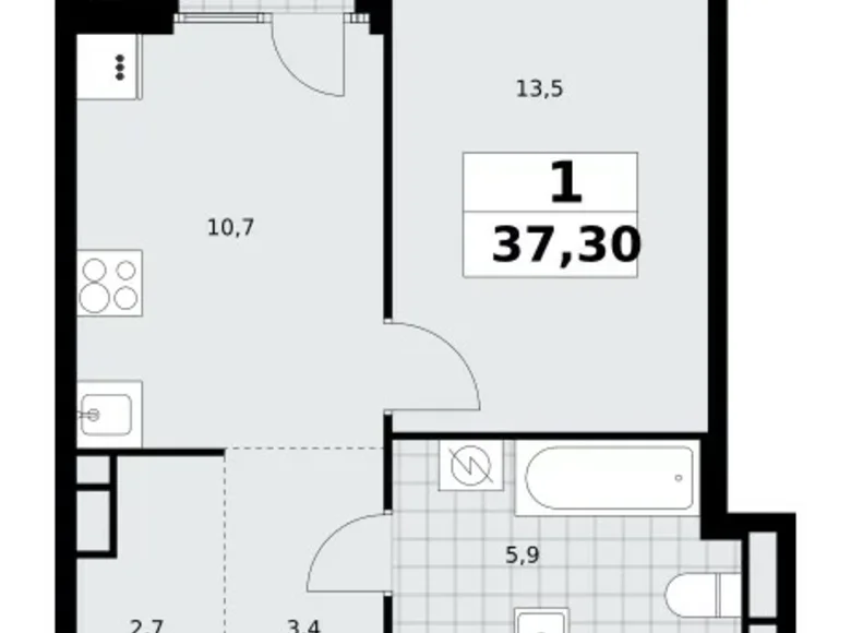 Apartamento 1 habitación 37 m² Northern Administrative Okrug, Rusia