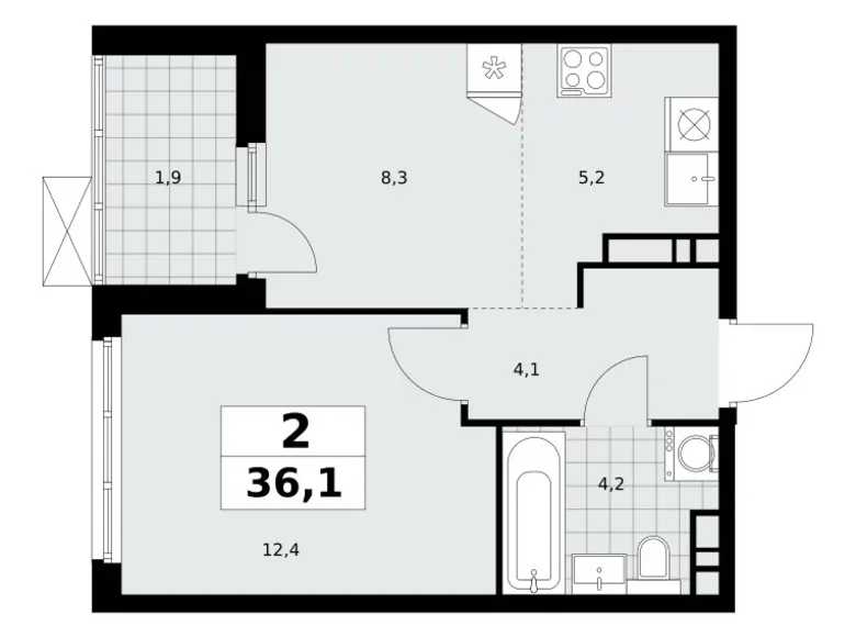 Mieszkanie 2 pokoi 36 m² Moskwa, Rosja