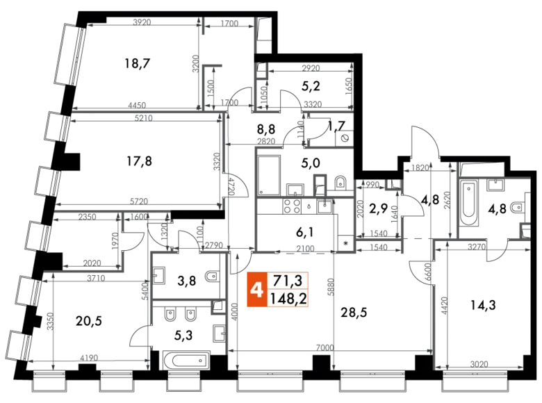 Appartement 5 chambres 148 m² North-Western Administrative Okrug, Fédération de Russie