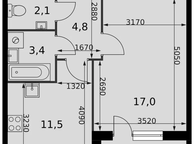 Apartamento 1 habitación 41 m² Razvilka, Rusia