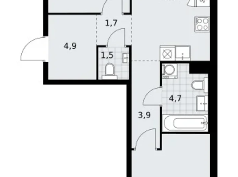Apartamento 2 habitaciones 58 m² Troitsk, Rusia