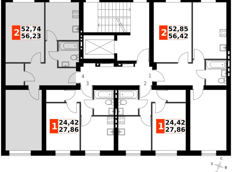 2 room apartment 56 m² Naro-Fominskiy gorodskoy okrug, Russia