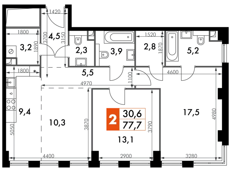 Mieszkanie 3 pokoi 78 m² North-Western Administrative Okrug, Rosja