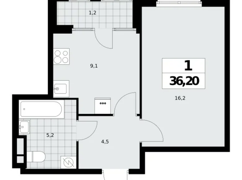 Wohnung 1 zimmer 36 m² Nördlicher Verwaltungsbezirk, Russland