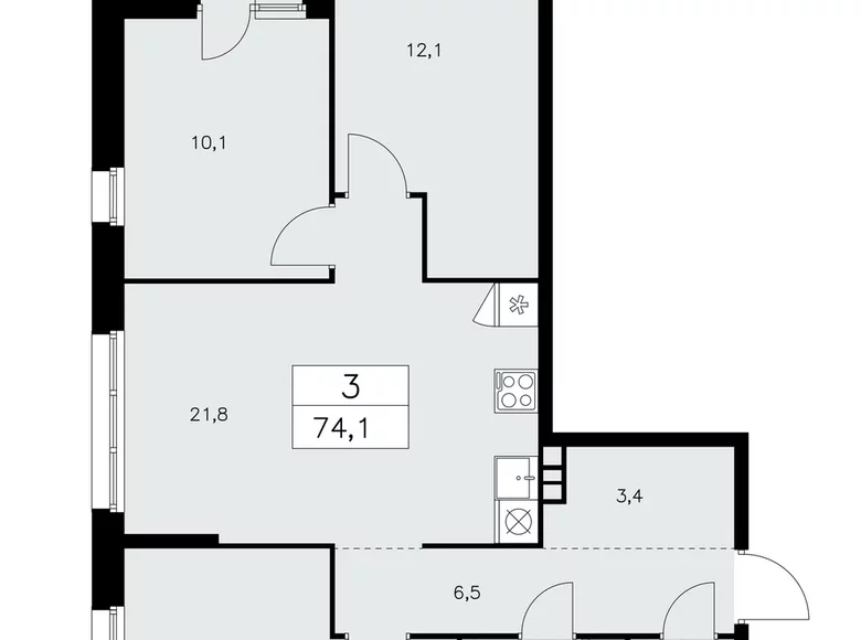 Appartement 3 chambres 74 m² poselenie Sosenskoe, Fédération de Russie