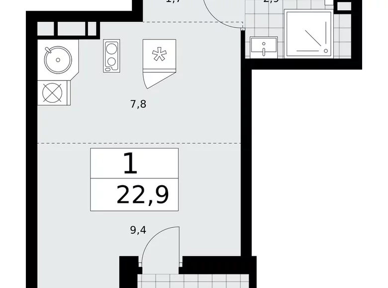 Apartamento 1 habitación 23 m² Moscú, Rusia