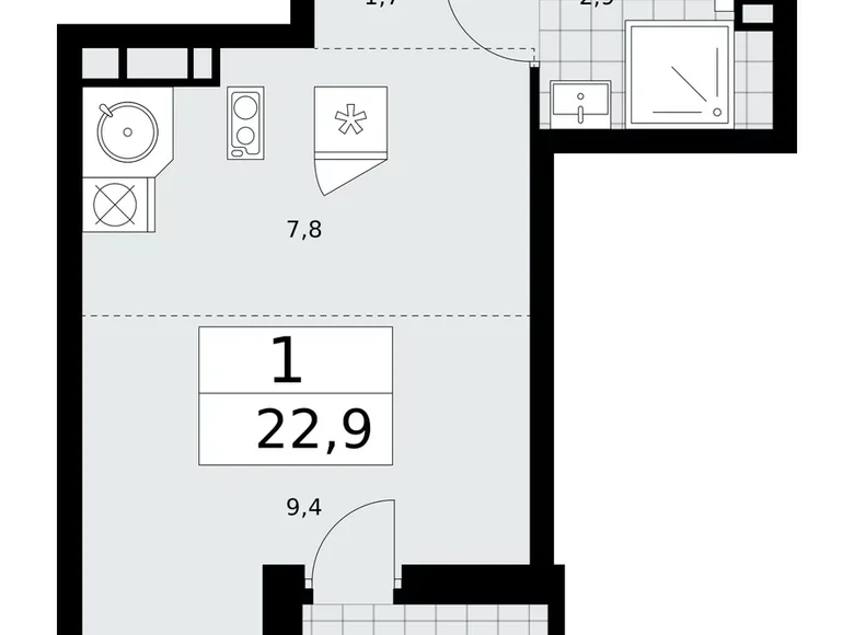 Mieszkanie 1 pokój 23 m² Moskwa, Rosja