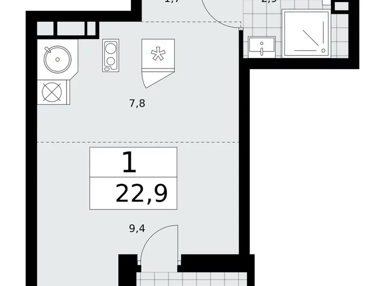 Wohnung 1 Zimmer 23 m² Moskau, Russland