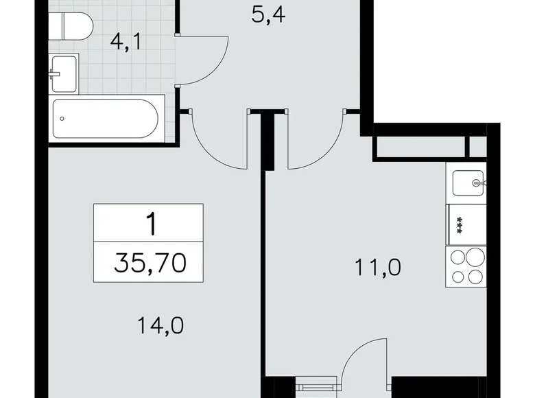 1 room apartment 36 m² poselenie Sosenskoe, Russia