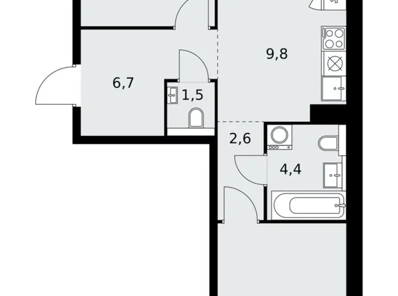 3 room apartment 60 m² poselenie Sosenskoe, Russia