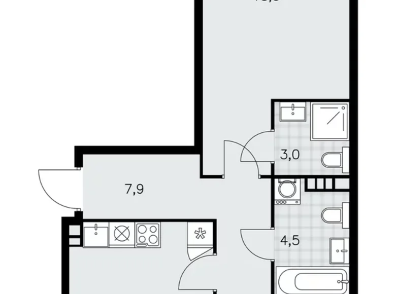 Appartement 2 chambres 68 m² poselenie Sosenskoe, Fédération de Russie