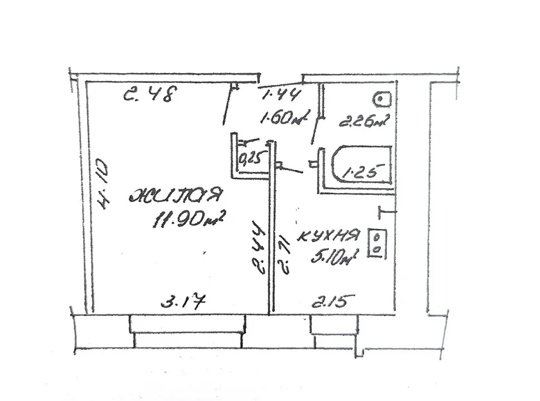 1 room apartment 21 m² Homyel, Belarus
