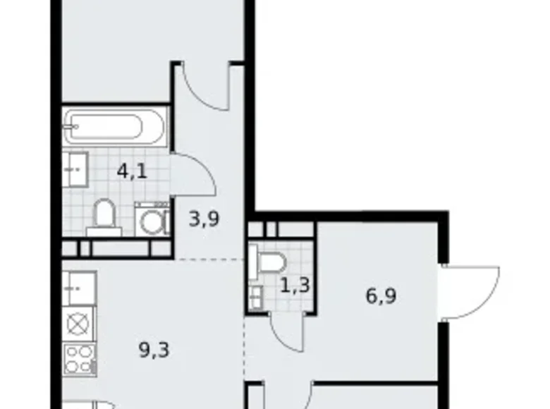 3 room apartment 59 m² Vnukovo, Russia