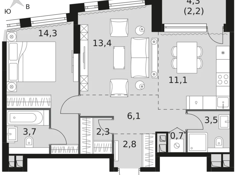 Appartement 2 chambres 60 m² Moscou, Fédération de Russie