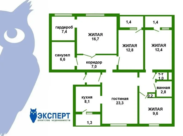 Mieszkanie 5 pokojów 117 m² Mińsk, Białoruś
