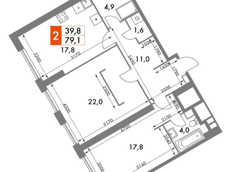 Квартира 3 комнаты 79 м² район Коньково, Россия