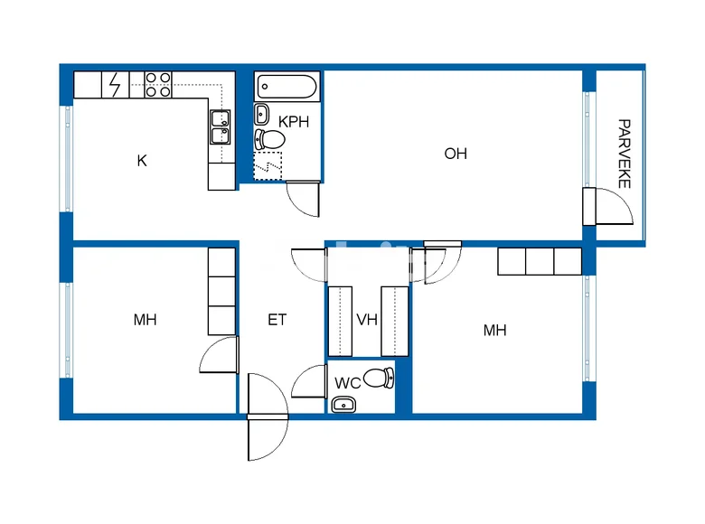 Квартира 3 комнаты 77 м² Хельсинки, Финляндия