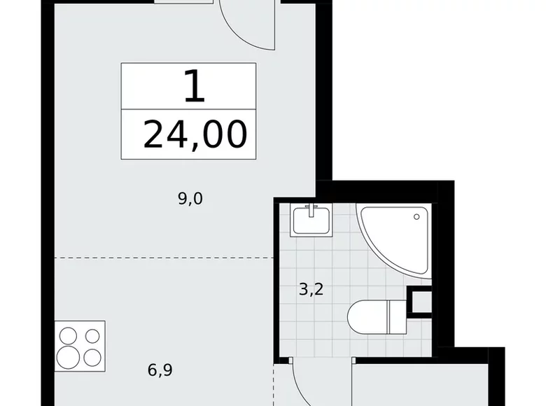 Квартира 1 комната 24 м² Postnikovo, Россия