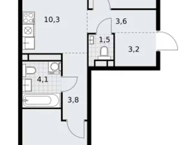 3 room apartment 60 m² Postnikovo, Russia