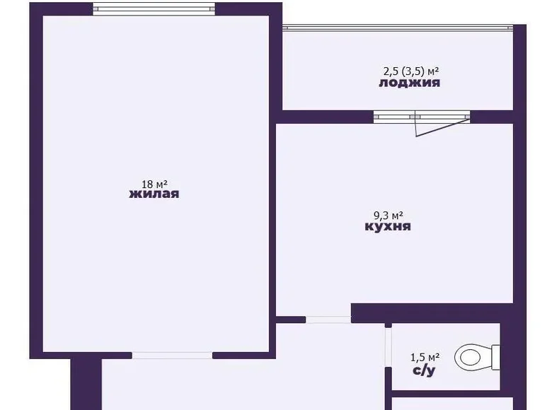 1 room apartment 45 m² Minsk, Belarus