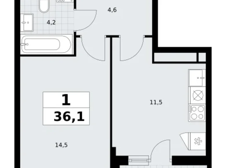 Mieszkanie 1 pokój 36 m² Postnikovo, Rosja