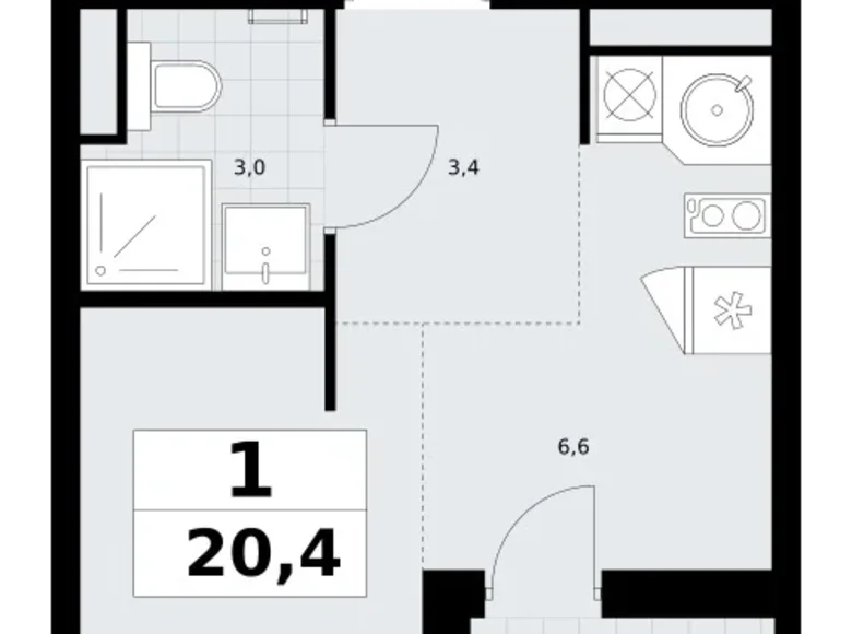 Appartement 1 chambre 20 m² Postnikovo, Fédération de Russie