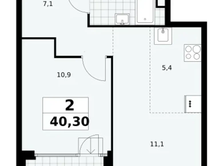 Mieszkanie 2 pokoi 40 m² Northern Administrative Okrug, Rosja