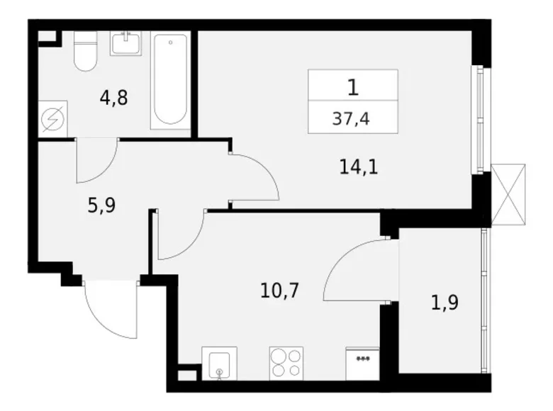 Wohnung 1 Zimmer 37 m² Krasnoje Selo, Russland