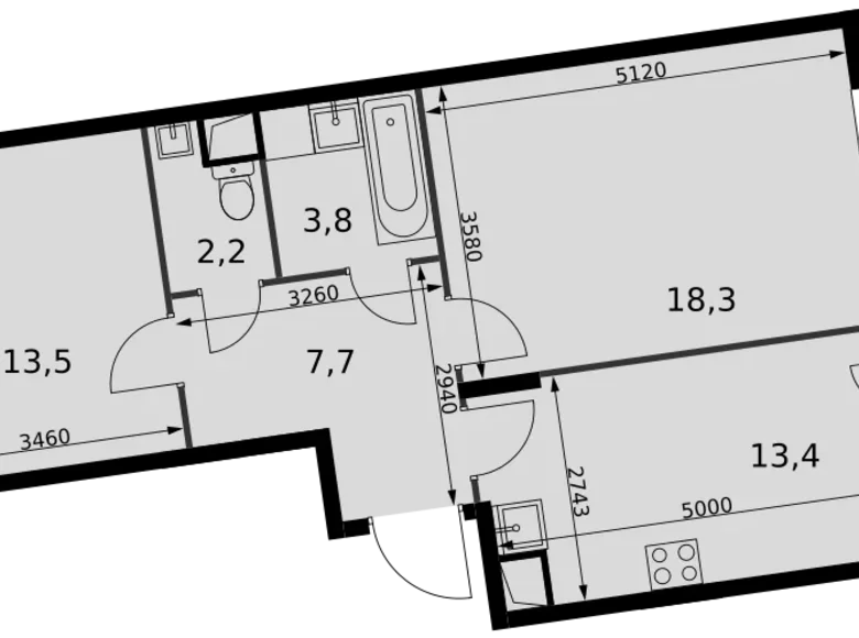 Appartement 2 chambres 61 m² Razvilka, Fédération de Russie