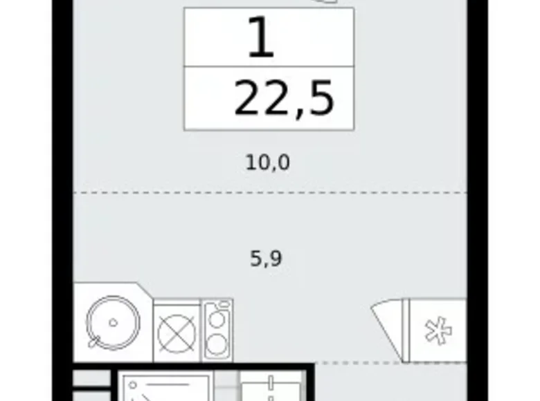 Apartamento 1 habitación 23 m² Moscú, Rusia