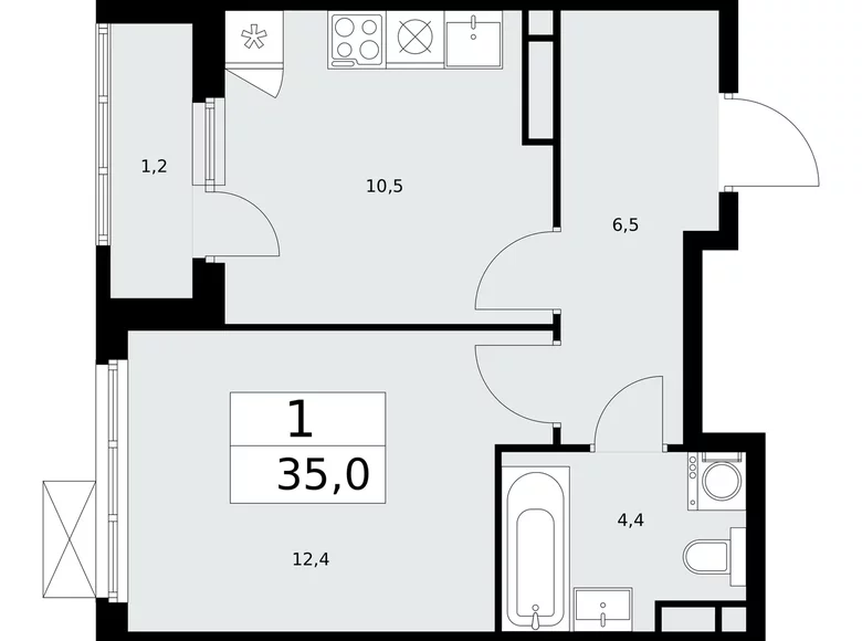 Apartamento 1 habitación 35 m² poselenie Sosenskoe, Rusia