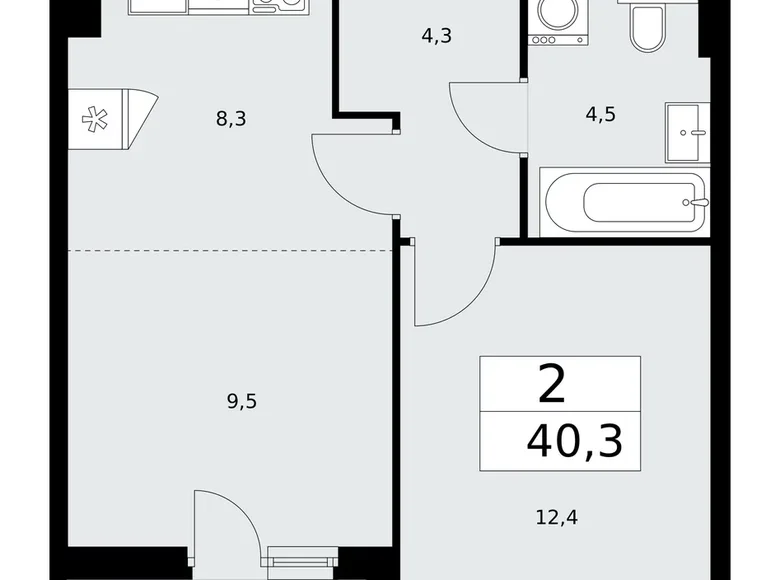 Wohnung 2 Zimmer 40 m² poselenie Sosenskoe, Russland