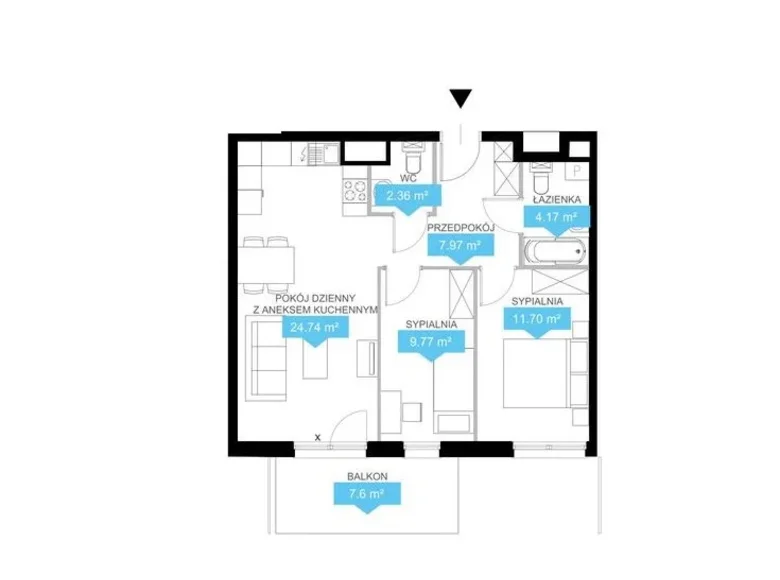 Mieszkanie 3 pokoi 61 m² Poznań, Polska